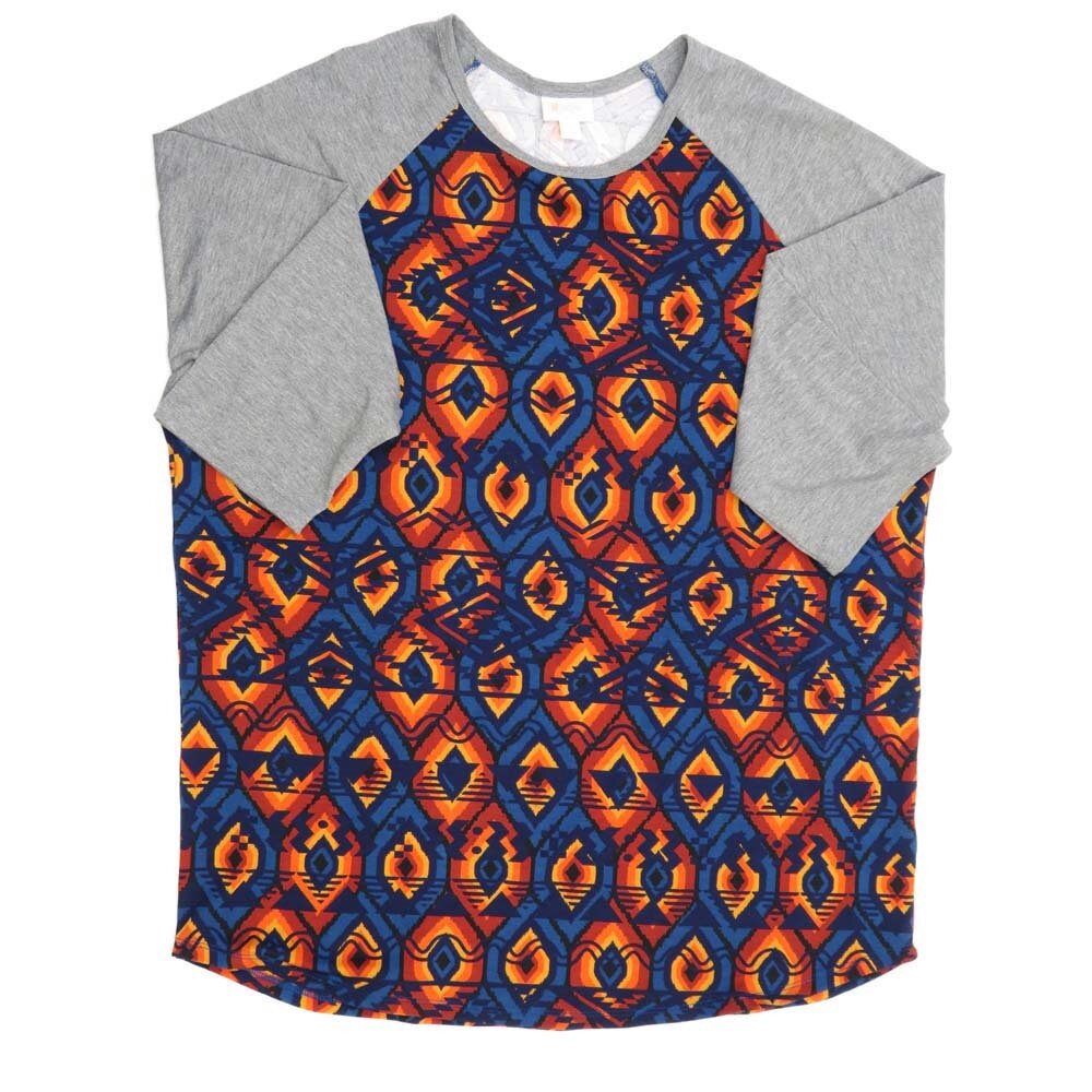 LuLaRoe RANDY h XXX-Large 3XL Trippy Eyes Stripe Purple Red Gray Gray Raglan Sleeve Unisex Baseball Tee Shirt XXXL fits 24-26