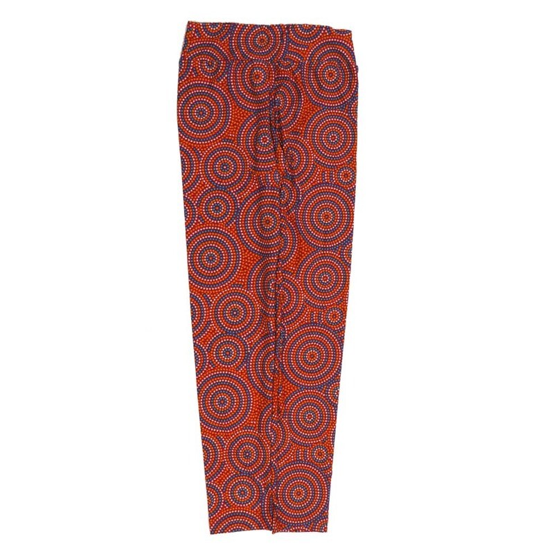 LuLaRoe Tween Trippy Spiral Polka Dot Red White Yellow Blue Leggings fits Adult sizes 00-0 TWEEN-3401-S2