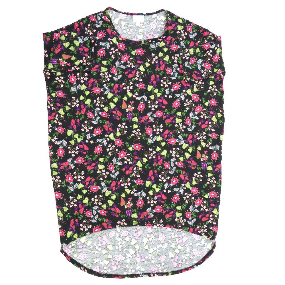 LuLaRoe Irma Hi-Lo Tunic b (XS) X-Small Floral Black Green White Purple Pink XS-233 fits women sizes 2-6