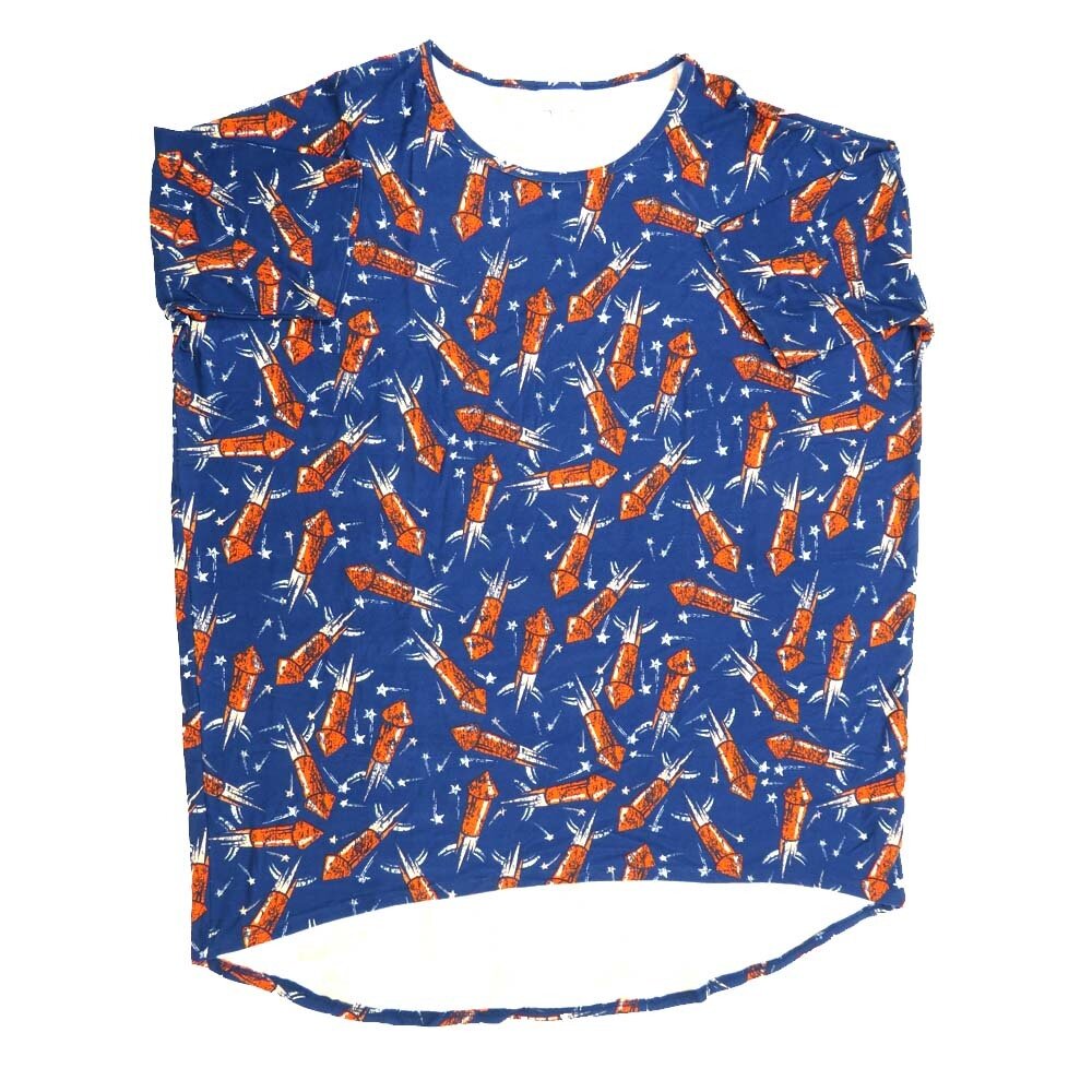 LuLaRoe Irma Hi-Lo Tunic f (XL) X-Large Americana USA Blue Red White XL-209 fits women sizes 20-22