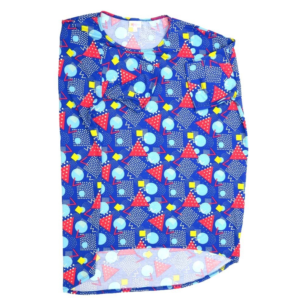 LuLaRoe Irma Hi-Lo Tunic g (2XL) XX-Large Polka Dot Blue White Yellow Red 2XL-205 fits women sizes 24-26