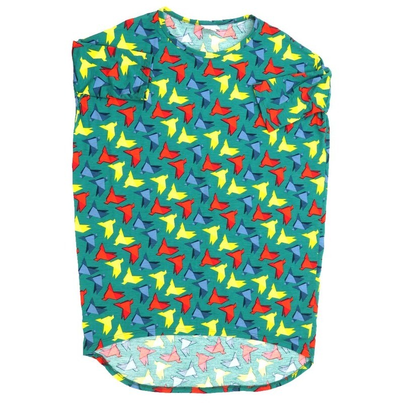 LuLaRoe Irma Hi-Lo Tunic a (XXS) XX-Small Birds G Red Yellow Blue XXS-259 fits women sizes 00-0