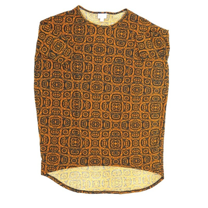 LuLaRoe Irma Hi-Lo Tunic a (XXS) XX-Small 70s Trippy Psychedelic Black Gold XXS-285B fits women sizes 00-0