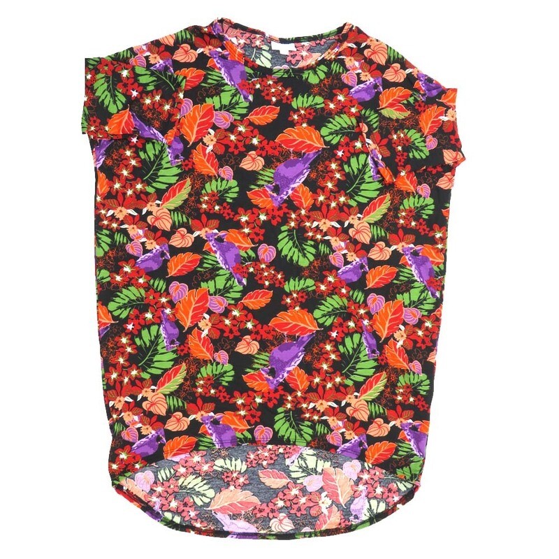 LuLaRoe Irma Hi-Lo Tunic a (XXS) XX-Small Birds Floral Black Blue Purple Red Green XXS-254 fits women sizes 00-0