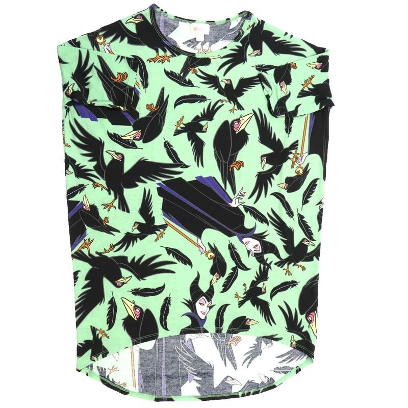 LuLaRoe Irma Hi-Lo Tunic a (XXS) XX-Small Disney Maleficent Crows Yellow Black Purple XXS-212 fits women sizes 00-0