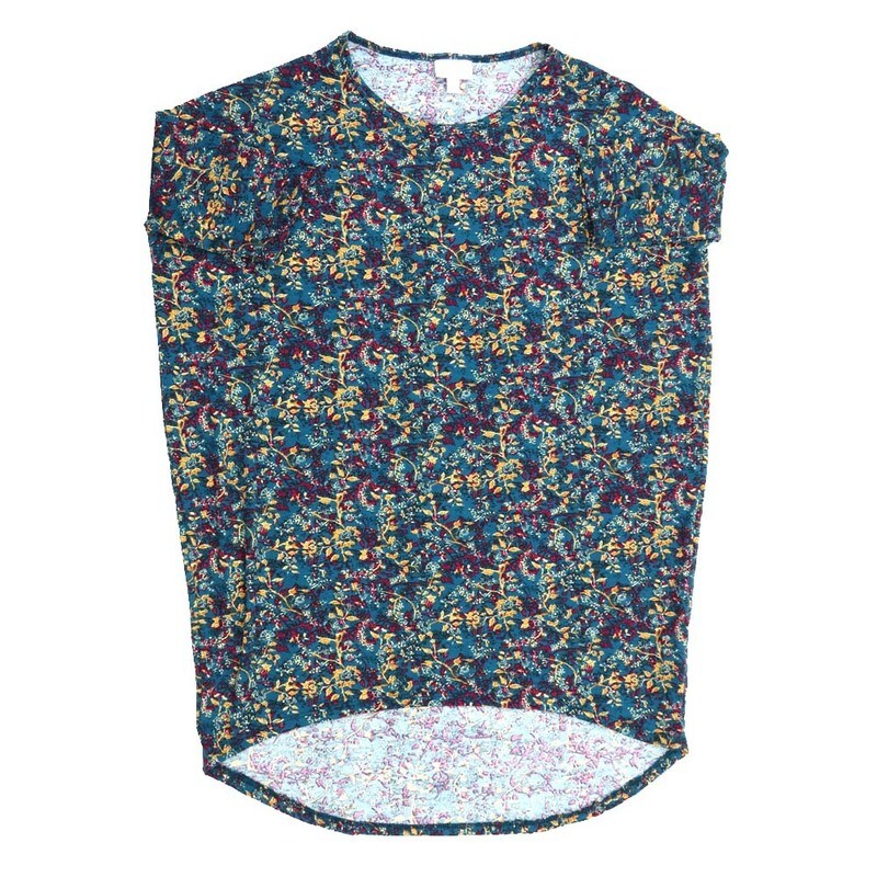 LuLaRoe Irma Hi-Lo Tunic a (XXS) XX-Small Floral ABS Purple Green Black XXS-266 fits women sizes 00-0