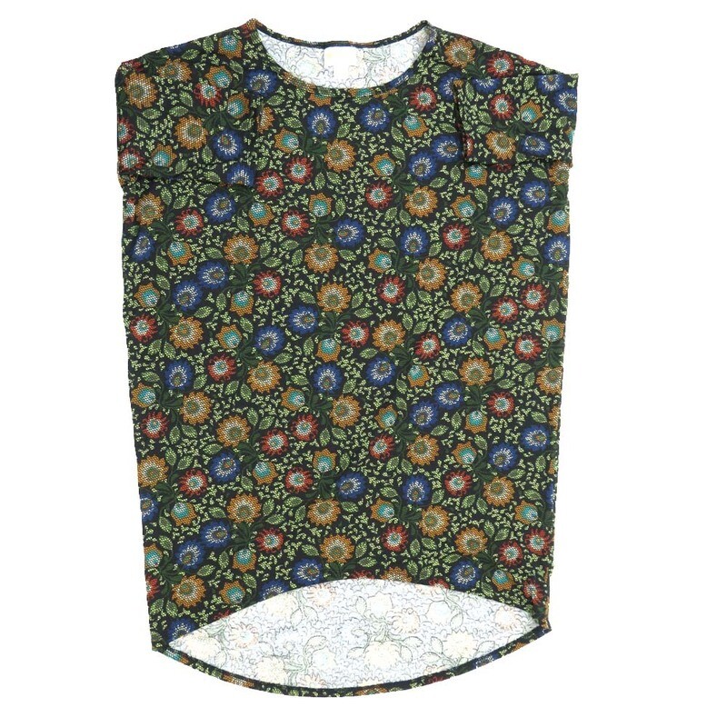 LuLaRoe Irma Hi-Lo Tunic a (XXS) XX-Small Floral Black Red Purple Blue Green XXS-232 fits women sizes 00-0