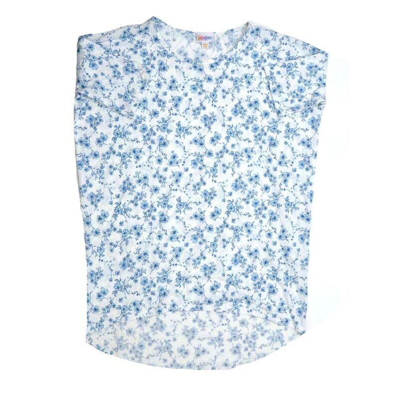 LuLaRoe Irma Hi-Lo Tunic a (XXS) XX-Small Floral Blue White XXS-273 fits women sizes 00-0