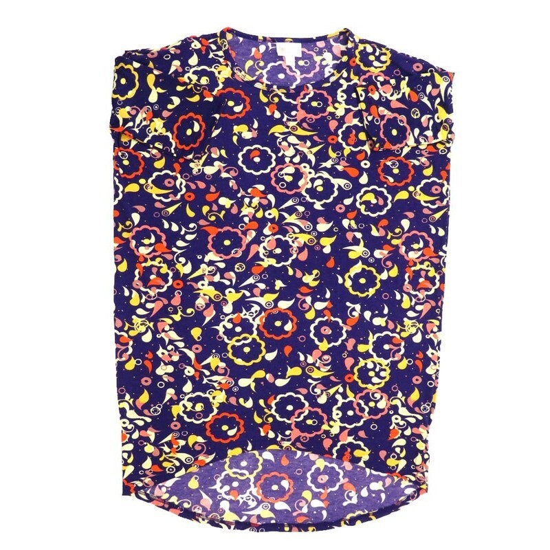 LuLaRoe Irma Hi-Lo Tunic a (XXS) XX-Small Floral Paisley Blue Red Yellow White Green XXS-238 fits women sizes 00-0