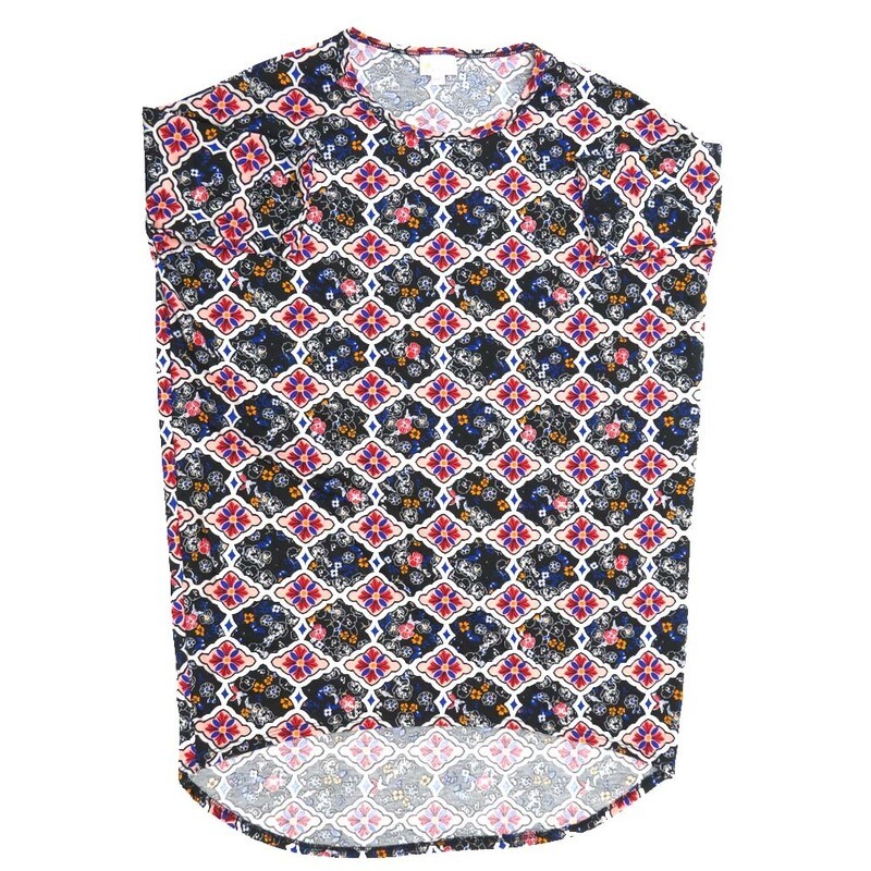 LuLaRoe Irma Hi-Lo Tunic a (XXS) XX-Small Geometric Checkerboard Purple White Black Green Blue XXS-262 fits women sizes 00-0