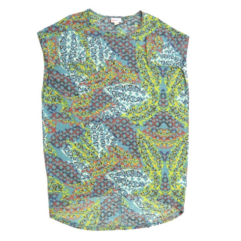 LuLaRoe Irma Hi-Lo Tunic a (XXS) XX-Small Geometric G Yellow White Green XXS-300 fits women sizes 00-0
