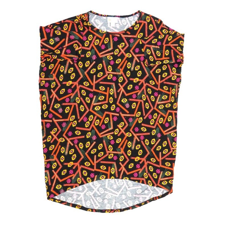 LuLaRoe Irma Hi-Lo Tunic a (XXS) XX-Small Geometric Gods Eye Black Yellow Red Blue XXS-246 fits women sizes 00-0