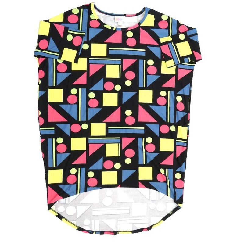 LuLaRoe Irma Hi-Lo Tunic a (XXS) XX-Small Geometric Polka Dot Black Yellow Purple Blue Fuchsia XXS-283 fits women sizes 00-0