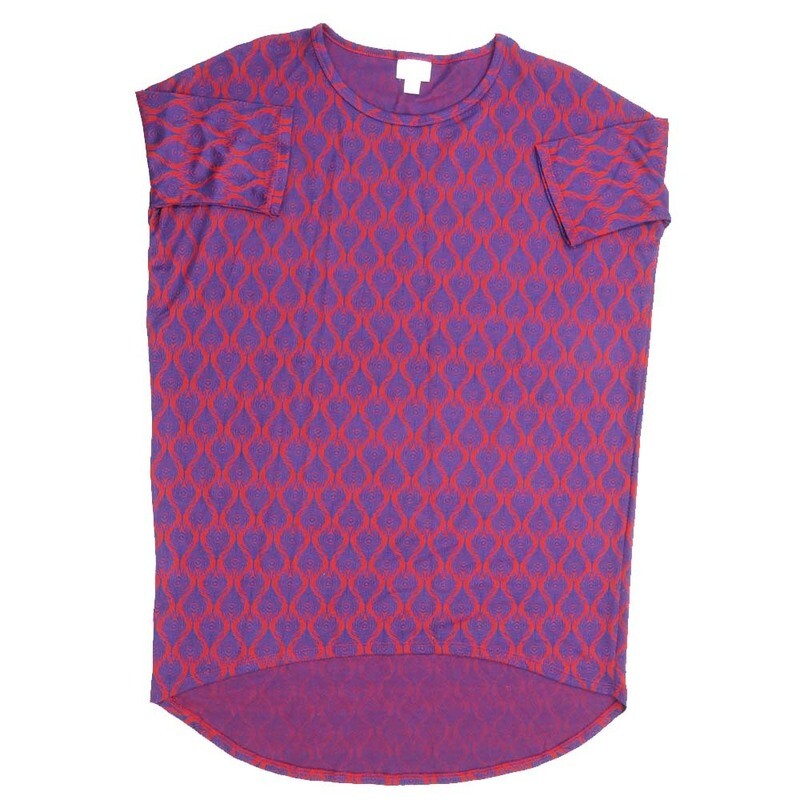 LuLaRoe Irma Hi-Lo Tunic a (XXS) XX-Small Geometric Purple Red XXS-303 fits women sizes 00-0