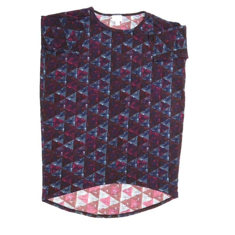 LuLaRoe Irma Hi-Lo Tunic a (XXS) XX-Small Geometric Triangles Black Blue White XXS-243 fits women sizes 00-0