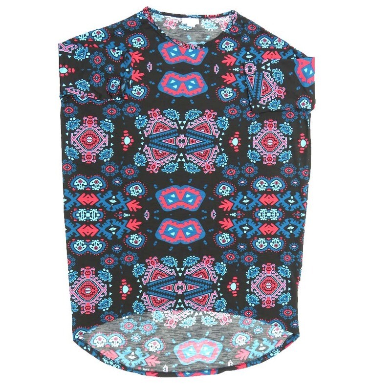 LuLaRoe Irma Hi-Lo Tunic a (XXS) XX-Small Mandalas Geometric Black Purple Blue White Pink XXS-223 fits women sizes 00-0