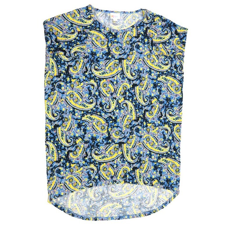 LuLaRoe Irma Hi-Lo Tunic a (XXS) XX-Small Paisley Black Blue Yellow LV XXS-311 fits women sizes 00-0