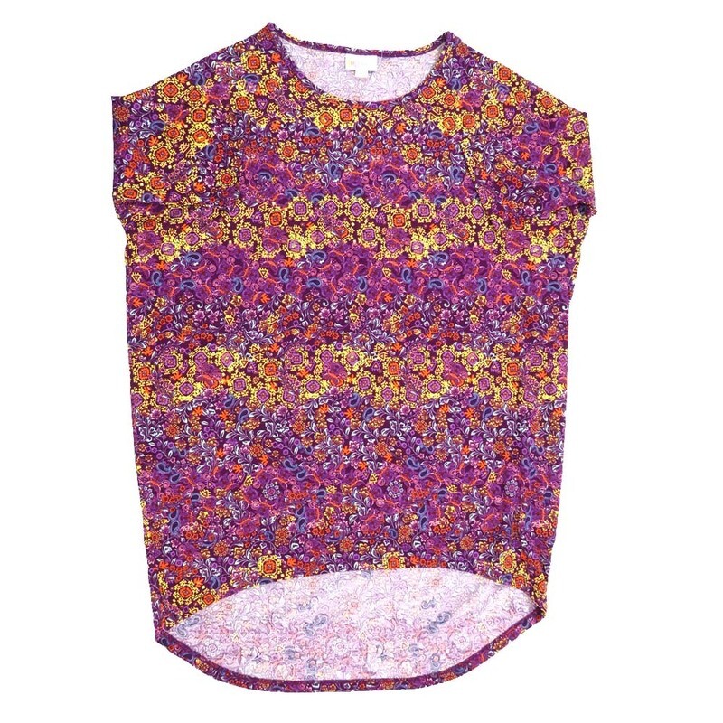 LuLaRoe Irma Hi-Lo Tunic a (XXS) XX-Small Paisley Floral Purple Blue Yellow Red XXS-269 fits women sizes 00-0