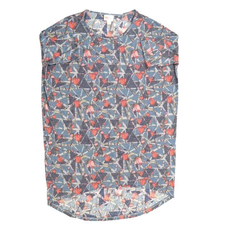 LuLaRoe Irma Hi-Lo Tunic a (XXS) XX-Small Roses Geometric G Red Blue XXS-302 fits women sizes 00-0