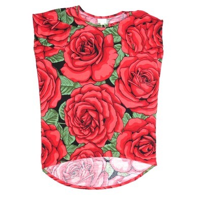 LuLaRoe Irma Hi-Lo Tunic a (XXS) XX-Small Roses Red Black Green XXS-280 fits women sizes 00-0