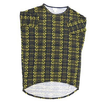 LuLaRoe Irma Hi-Lo Tunic a (XXS) XX-Small Stripe Geometric Navy Yellow XXS-244 fits women sizes 00-0