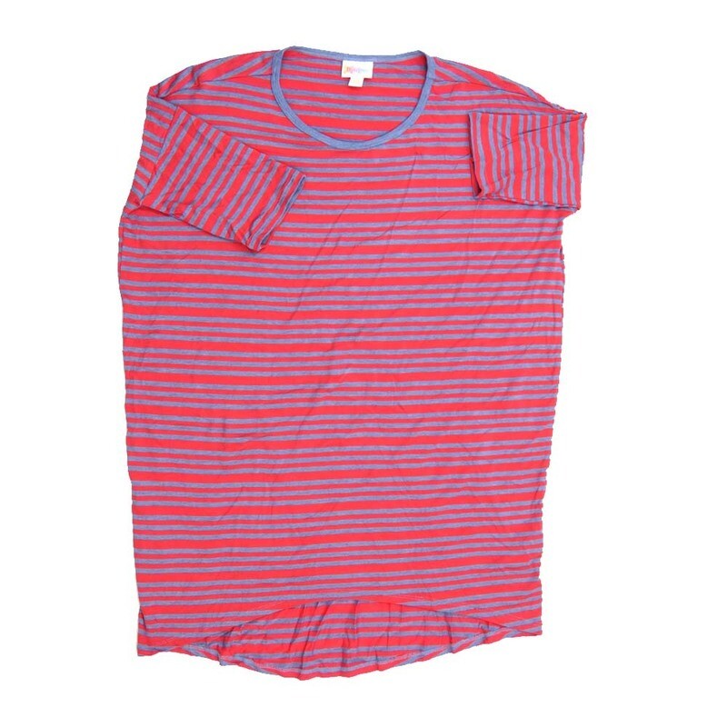 LuLaRoe Irma Hi-Lo Tunic a (XXS) XX-Small Stripe Red Blue XXS-252 fits women sizes 00-0
