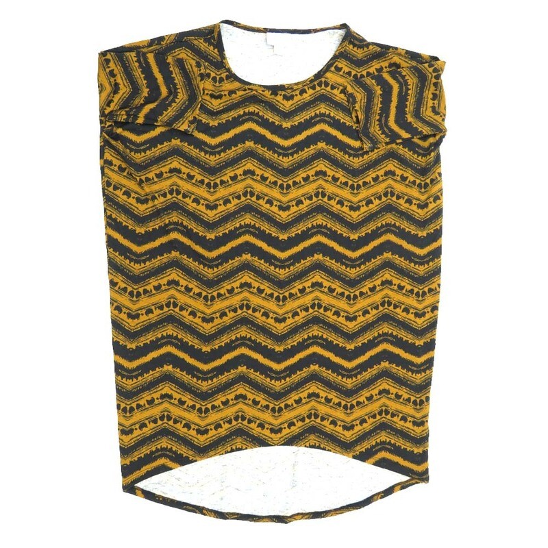 LuLaRoe Irma Hi-Lo Tunic a (XXS) XX-Small Zig Zag Stripe Black Gold XXS-242 fits women sizes 00-0