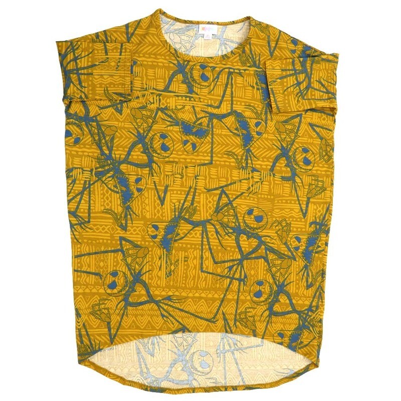 LuLaRoe Irma Hi-Lo Tunic b (XS) X-Small Disney Nightmare Before Christmas Yellow Blue XS-204B fits women sizes 2-6