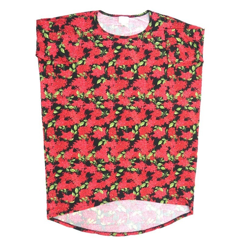 LuLaRoe Irma Hi-Lo Tunic b (XS) X-Small Floral Black Pink Green XS-218 fits women sizes 2-6