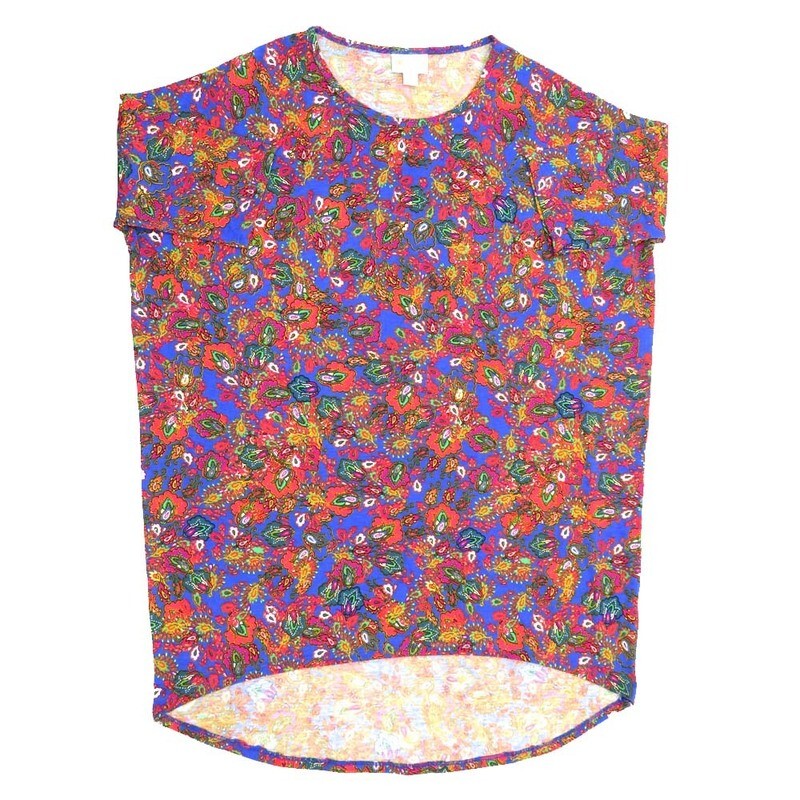 LuLaRoe Irma Hi-Lo Tunic b (XS) X-Small Floral Blue Red Green White Purple XS-210 fits women sizes 2-6