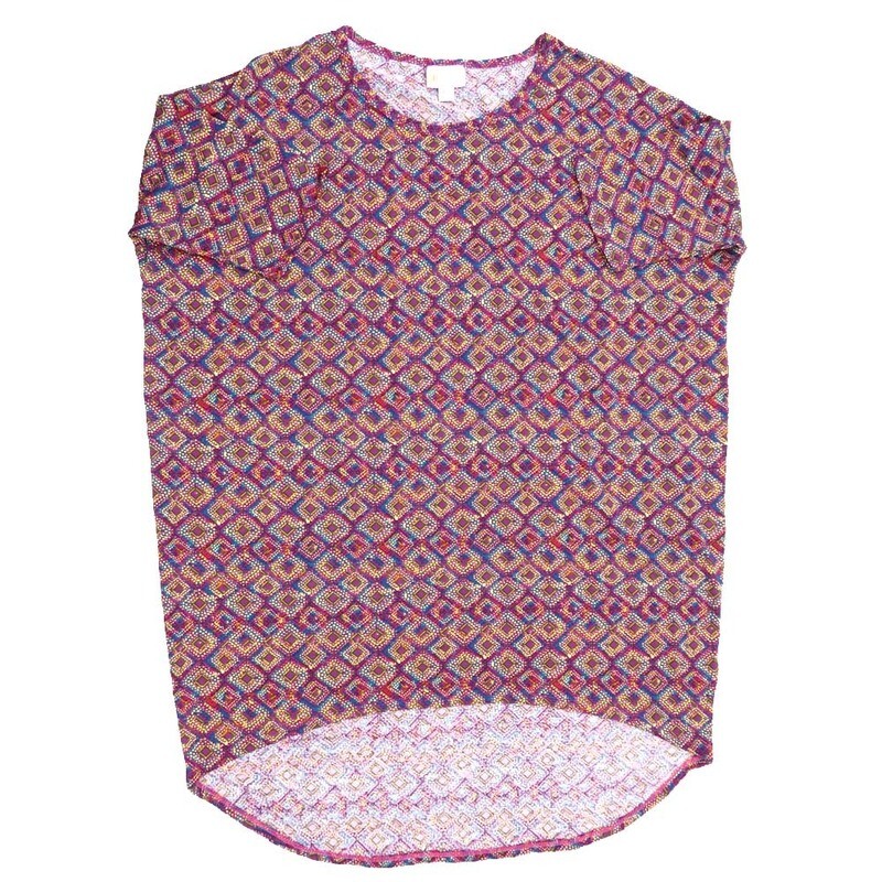 LuLaRoe Irma Hi-Lo Tunic b (XS) X-Small Geometric Blue Purple Red XS-220 fits women sizes 2-6