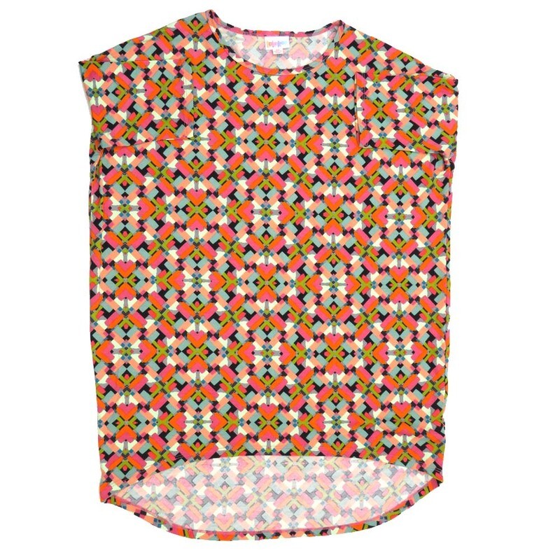 LuLaRoe Irma Hi-Lo Tunic b (XS) X-Small Geometric Navy Orange White G XS-222 fits women sizes 2-6