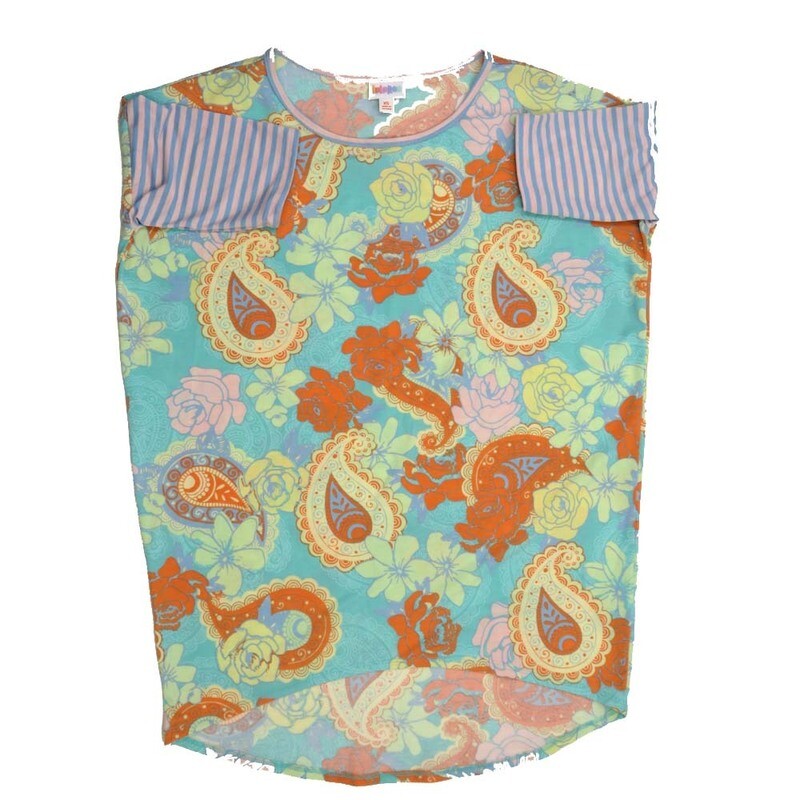 LuLaRoe Irma Hi-Lo Tunic b (XS) X-Small Paisley Blue Red Cream Lavender Pink XS-217 fits women sizes 2-6