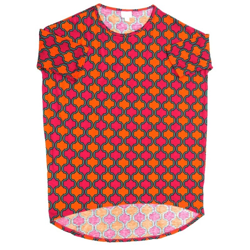 LuLaRoe Irma Hi-Lo Tunic b (XS) X-Small Stripe Pink Green XS-216 fits women sizes 2-6