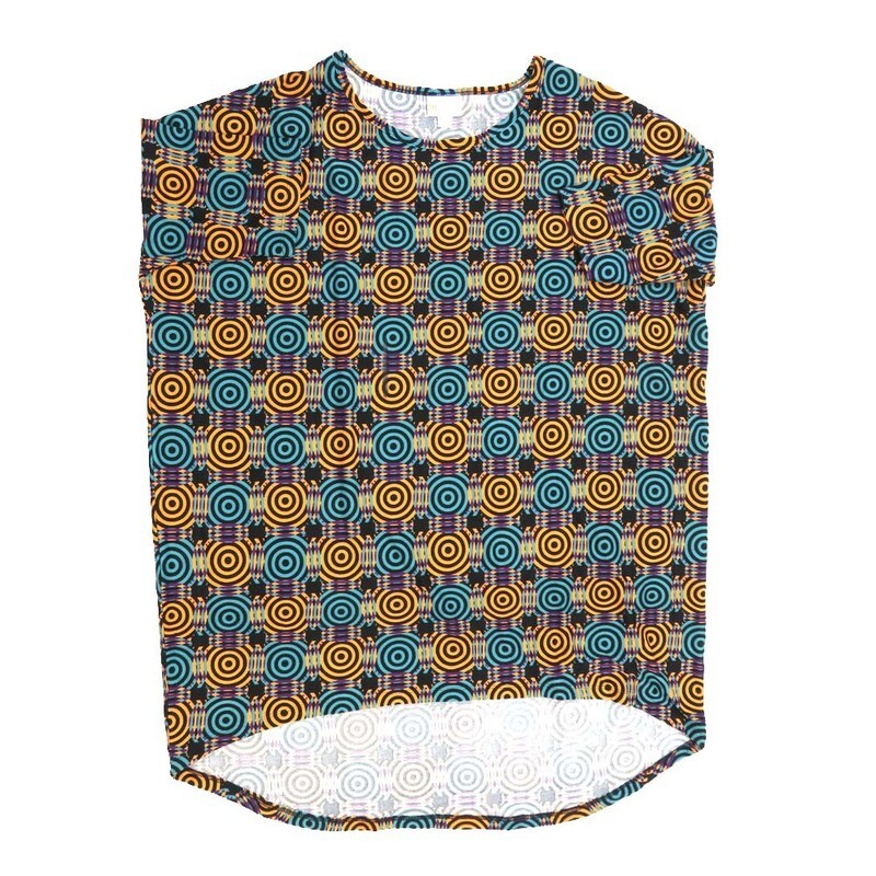 LuLaRoe Irma Hi-Lo Tunic e (L) Large 70s Trippy Psychedelic Black Blue Green Purple G LARGE-209 fits women sizes 16-18