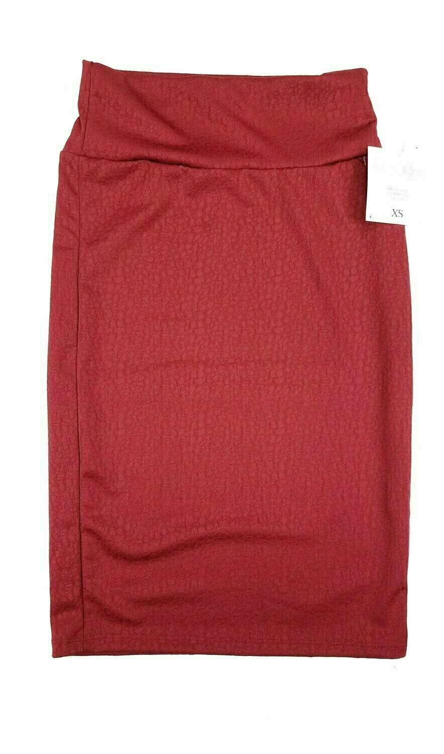 LuLaRoe Cassie b X-Small (XS) Embossed Faux Alligator Skin Red Womens Knee Length Pencil Skirt fits sizes 2-4  XS-51