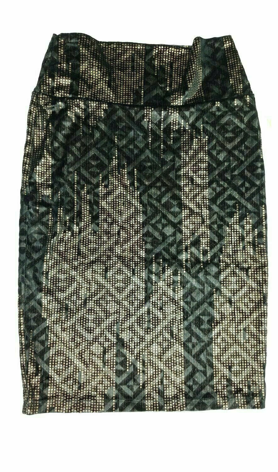 LuLaRoe Cassie b X-Small (XS) Elegant collection Geometric Black Gold Silver Womens Knee Length Pencil Skirt fits sizes 2-4  XS-57