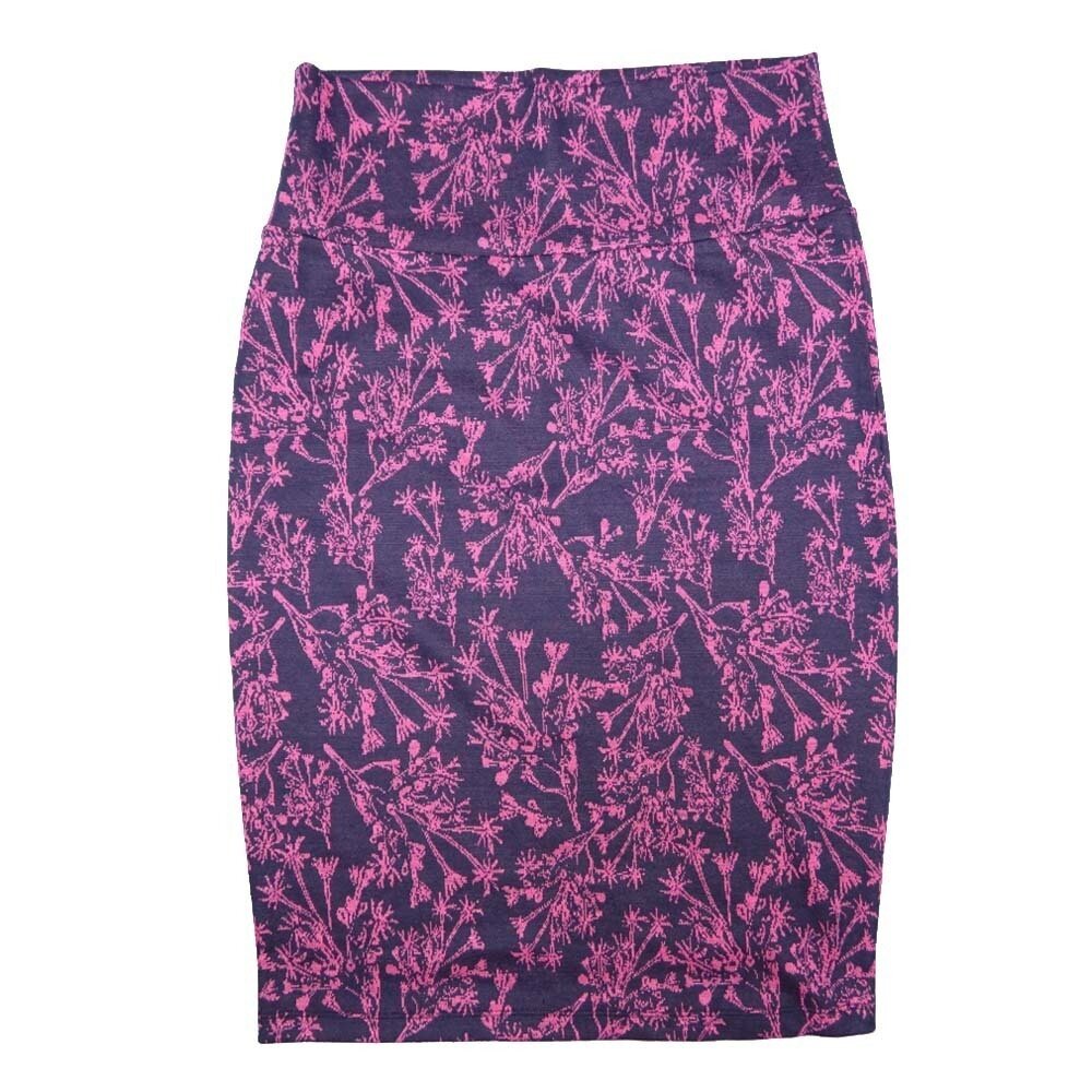 LuLaRoe Cassie b X-Small (XS) Floral Dark Piur Light Purple Womens Knee Length Pencil Skirt fits sizes 2-4  XS-65