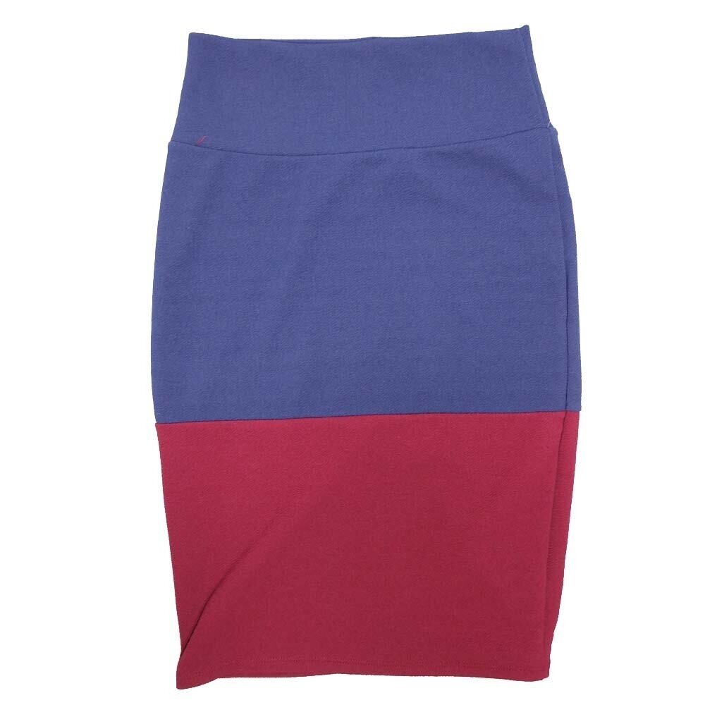 LuLaRoe Cassie b X-Small (XS) Two Tone Solid Maroon Blue Womens Knee Length Pencil Skirt fits sizes 2-4  XS-80