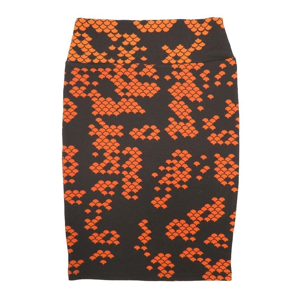 LuLaRoe Cassie b X-Small (XS) Geometric Polka Dot Black Orange Womens Knee Length Pencil Skirt fits sizes 2-4  XS-85