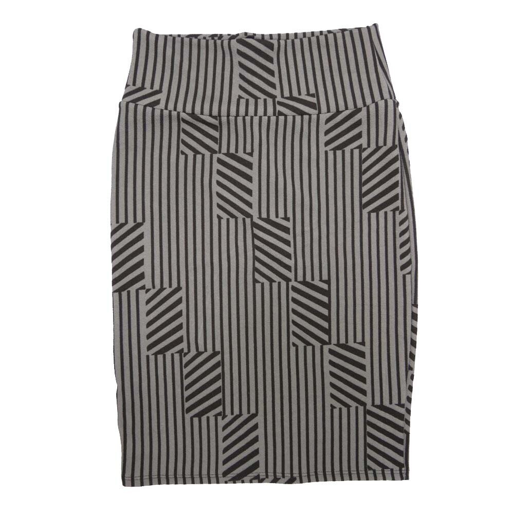 LuLaRoe Cassie b X-Small (XS) Stripe Black Gray Womens Knee Length Pencil Skirt fits sizes 2-4  XS-89B