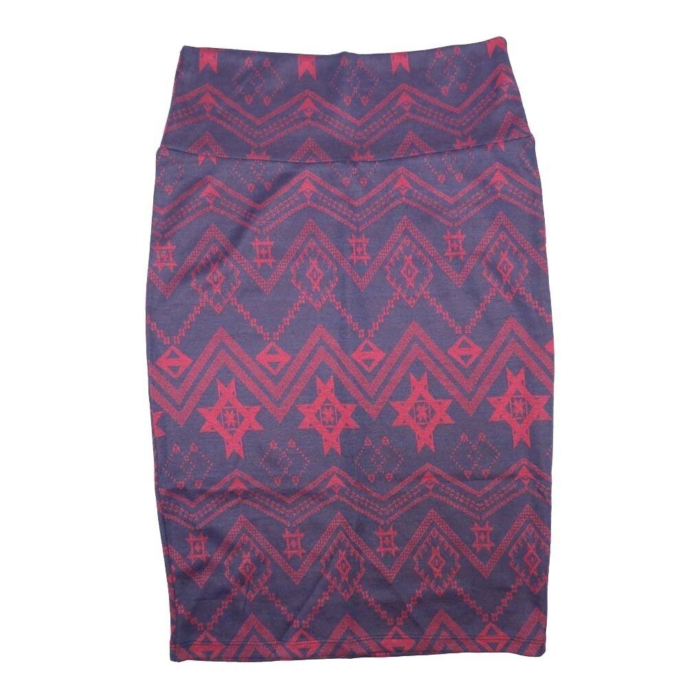 LuLaRoe Cassie b X-Small (XS) Geometric Aztek Southwestern Blue Pink Womens Knee Length Pencil Skirt fits sizes 2-4  XS-90