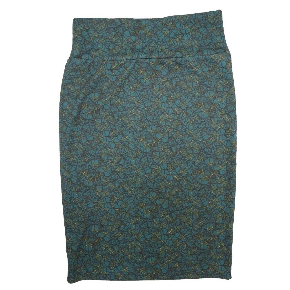 LuLaRoe Cassie c Small (S) Light Blue Yellow Geometric Womens Knee Length Pencil Skirt fits sizes 6-8  SMALL-71