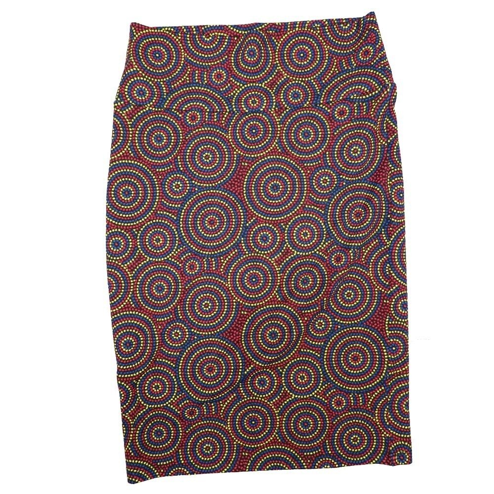 LuLaRoe Cassie c Small (S) Polka Red Blue Yellow Womens Knee Length Pencil Skirt fits sizes 6-8  SMALL-91