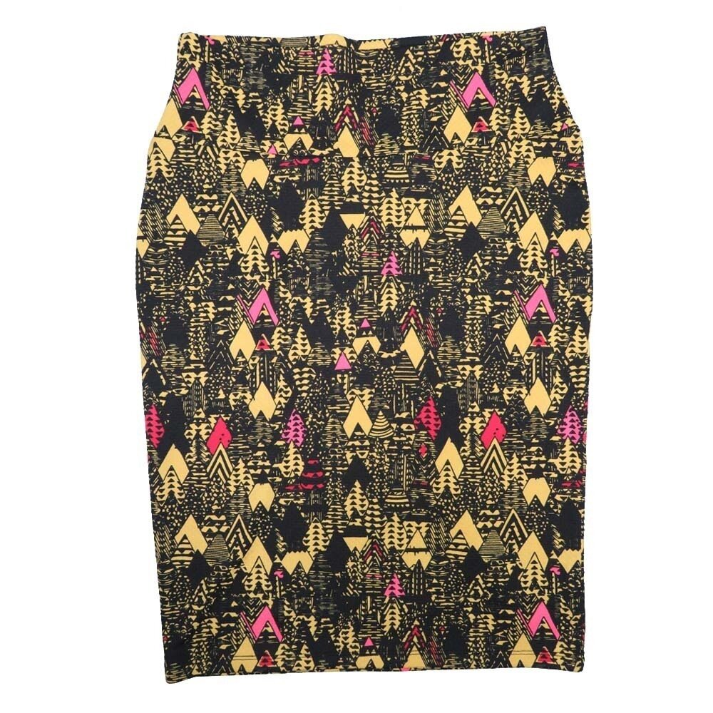 LuLaRoe Cassie c Small (S) Black Yellow Pink Arrows Womens Knee Length Pencil Skirt fits sizes 6-8  SMALL-92
