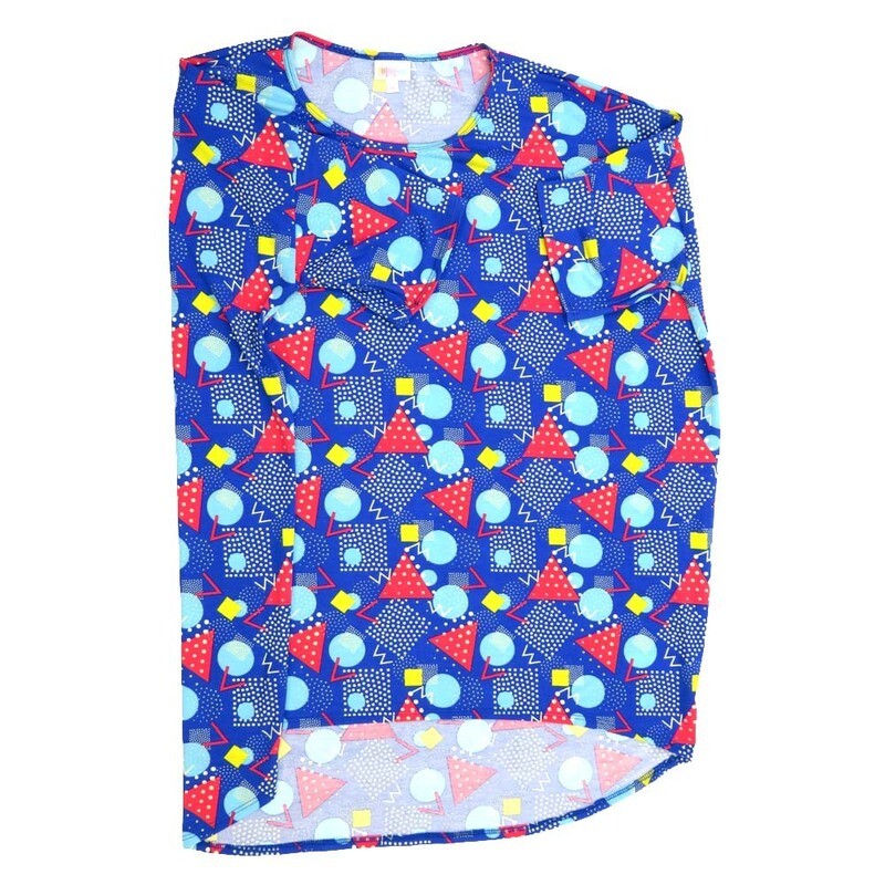 LuLaRoe Irma Hi-Lo Tunic g (2XL) XX-Large Polka Dot Blue White Yellow Red 2XL-205 fits women sizes 24-26