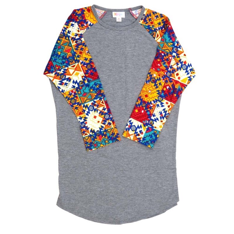 LuLaRoe RANDY b X-Small XS 70s Trippy Psychedelic Geometric Blue White Red Yellow Raglan Sleeve Unisex Baseball Tee Shirt XS fits 2-4 LuLaRoe RANDY b X-Small XS 70s Trippy Psychedelic Geometric Blue White Red Yellow Raglan Sleeve Unisex Baseball Tee Shirt XS fits 2-4