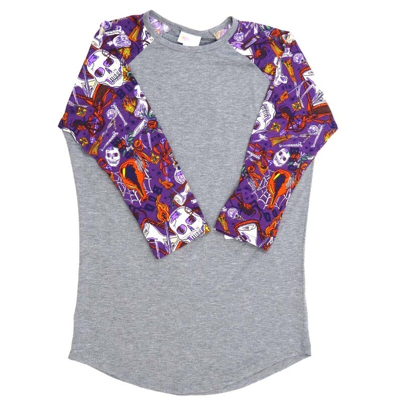 LuLaRoe RANDY b X-Small XS Halloween Skulls Spiders Blue White Black Orange Raglan Sleeve Unisex Baseball Tee Shirt XS fits 2-4 LuLaRoe RANDY b X-Small XS Halloween Skulls Spiders Blue White Black Orange Raglan Sleeve Unisex Baseball Tee Shirt XS fits 2-4