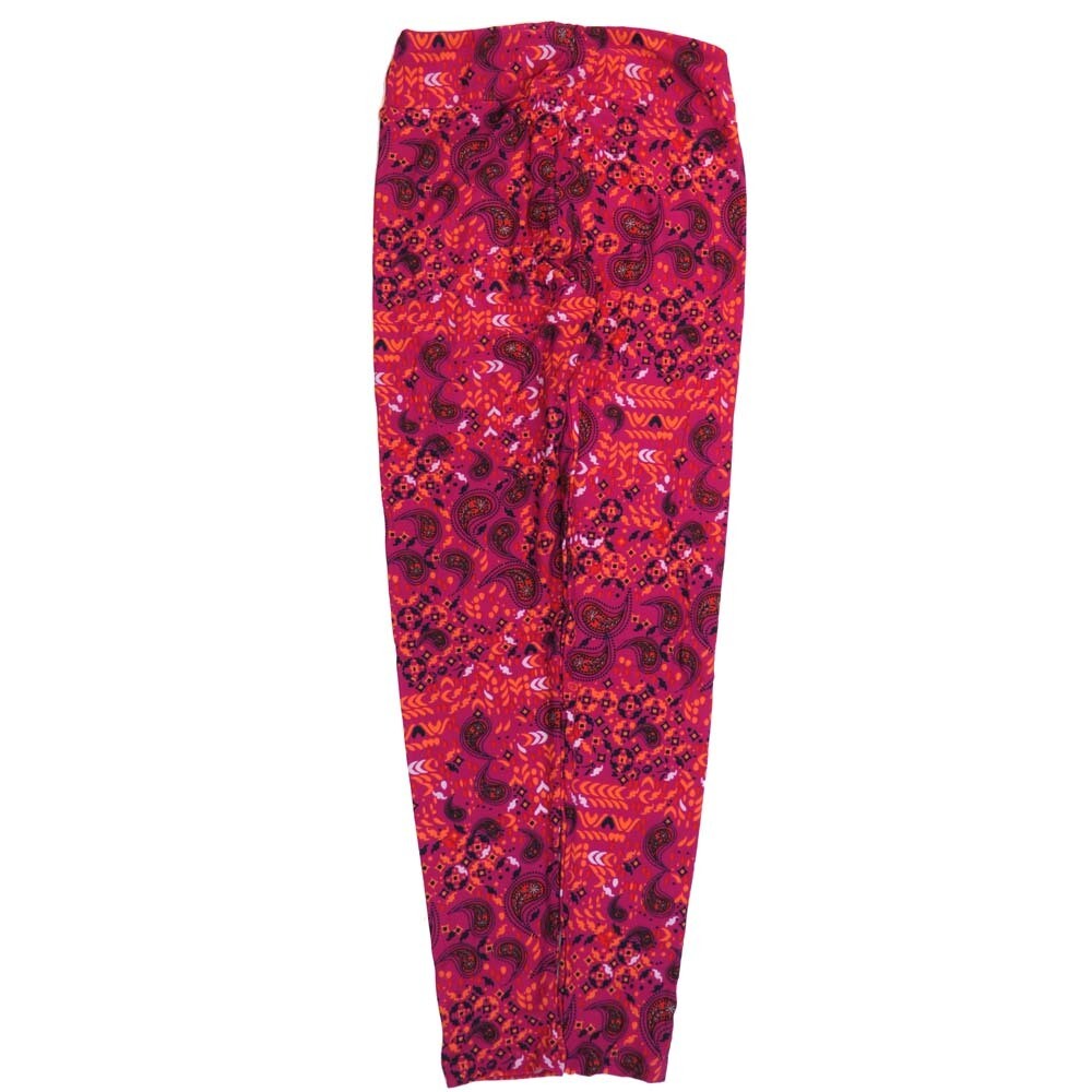 LuLaRoe One Size OS Paisley Geometric Fucshia Black White Light Pink Leggings (OS fits Adults 2-10)