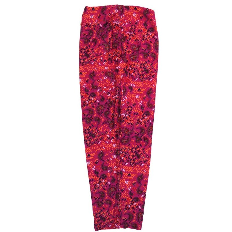 LuLaRoe One Size OS Paisley Geometric Fucshia Black White Light Pink Leggings (OS fits Adults 2-10)